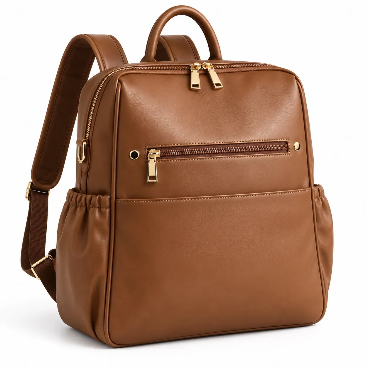 Custom Microfiber Vegan Leather Diaper Backpack with Zipper for Daily Use and Travel