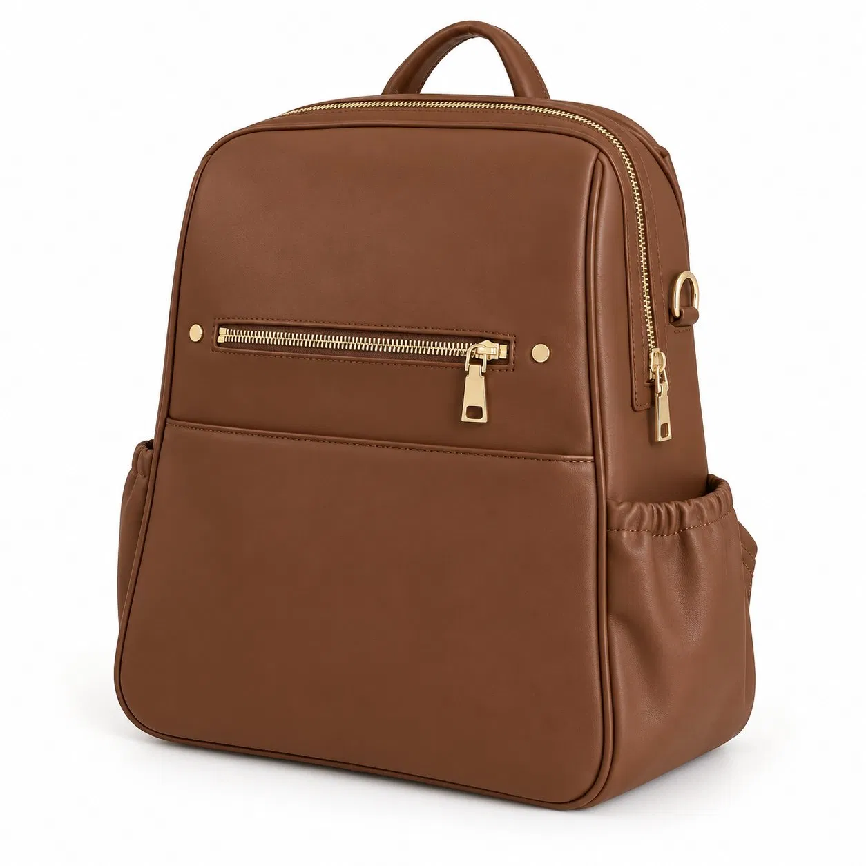 Custom Microfiber Vegan Leather Diaper Backpack with Zipper for Daily Use and Travel