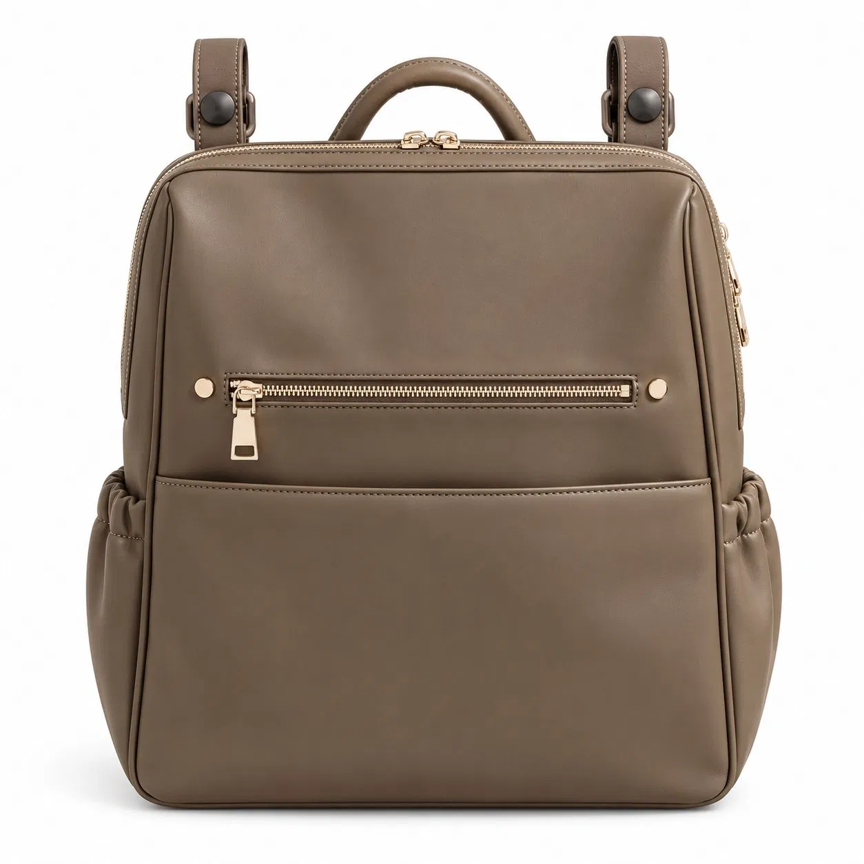 Custom Microfiber Vegan Leather Diaper Backpack with Zipper for Daily Use and Travel