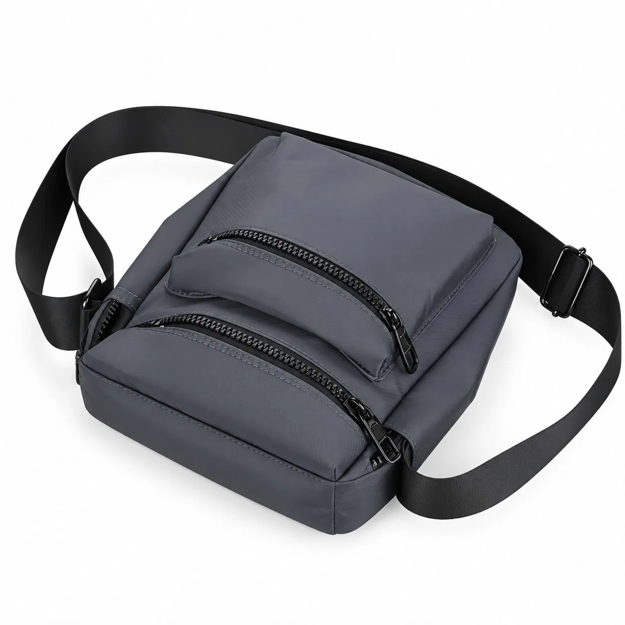 Custom Nylon Sling Crossbody Shoulder Bag with Organizer Pockets for Office and Travel