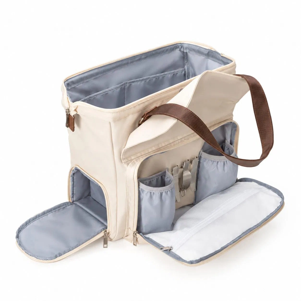 Custom Polyester Convertible Diaper Tote Backpack with Organizer and Insulated Pockets