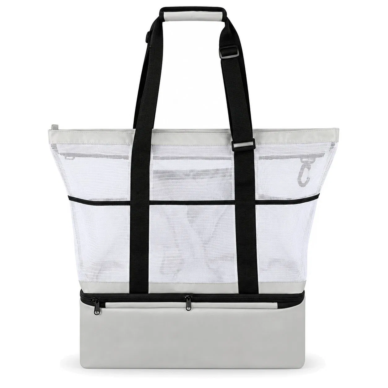 Custom Logo Large Mesh Beach Tote Bag with Cooler Compartment for Summer Travel