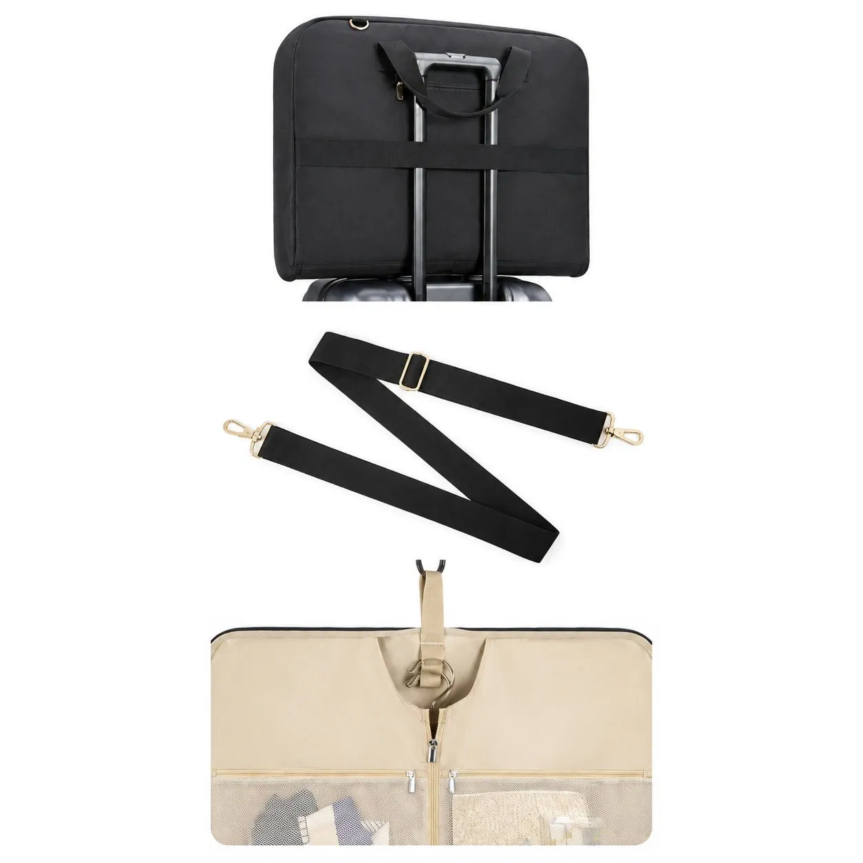 Custom Logo Polyester Travel Garment Weekender Bag with Large Compartment and Multiple Organizer Pockets