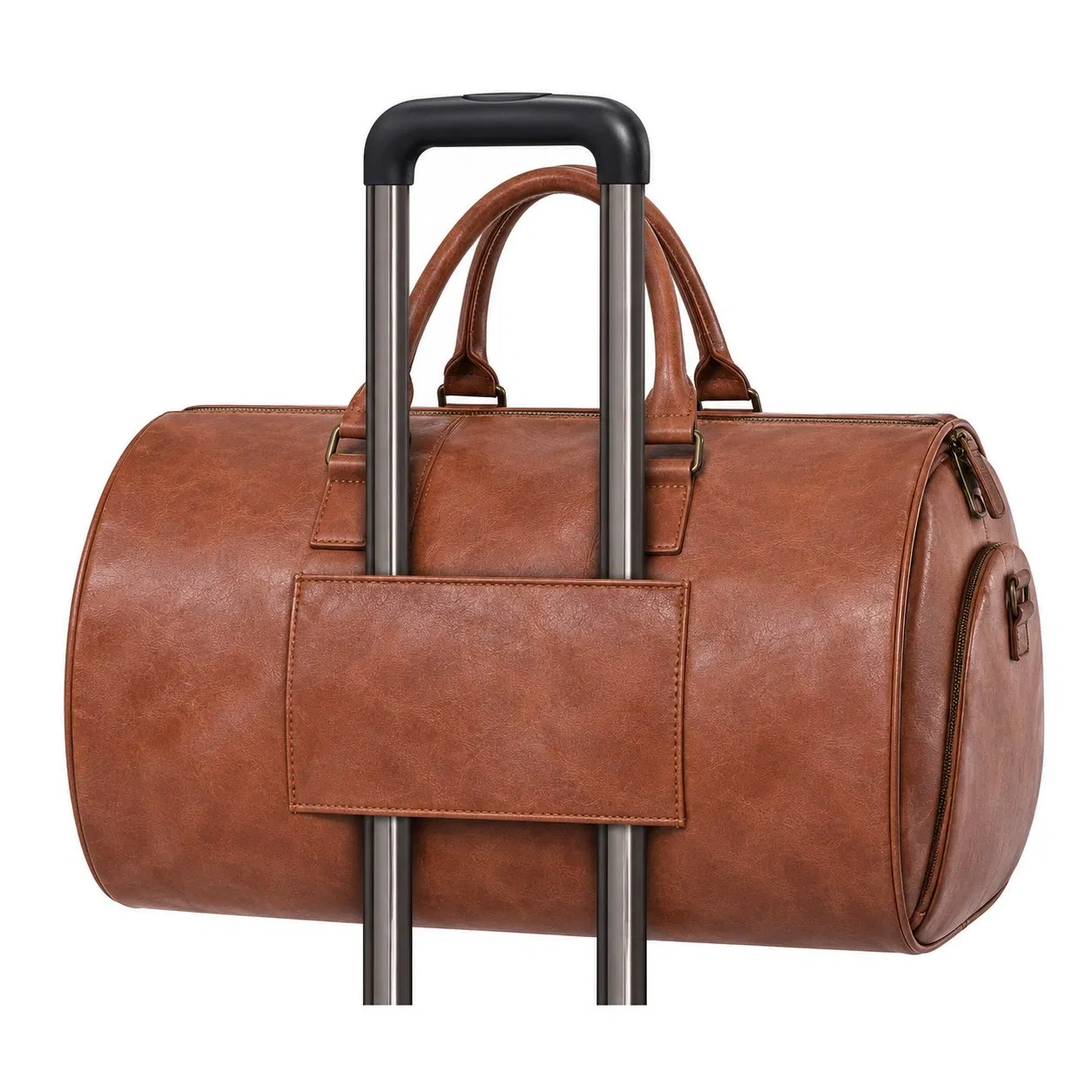 Custom Logo PU Convertible Garment Duffel Travel Bag with Adjustable Shoulder Strap and Soft Handles