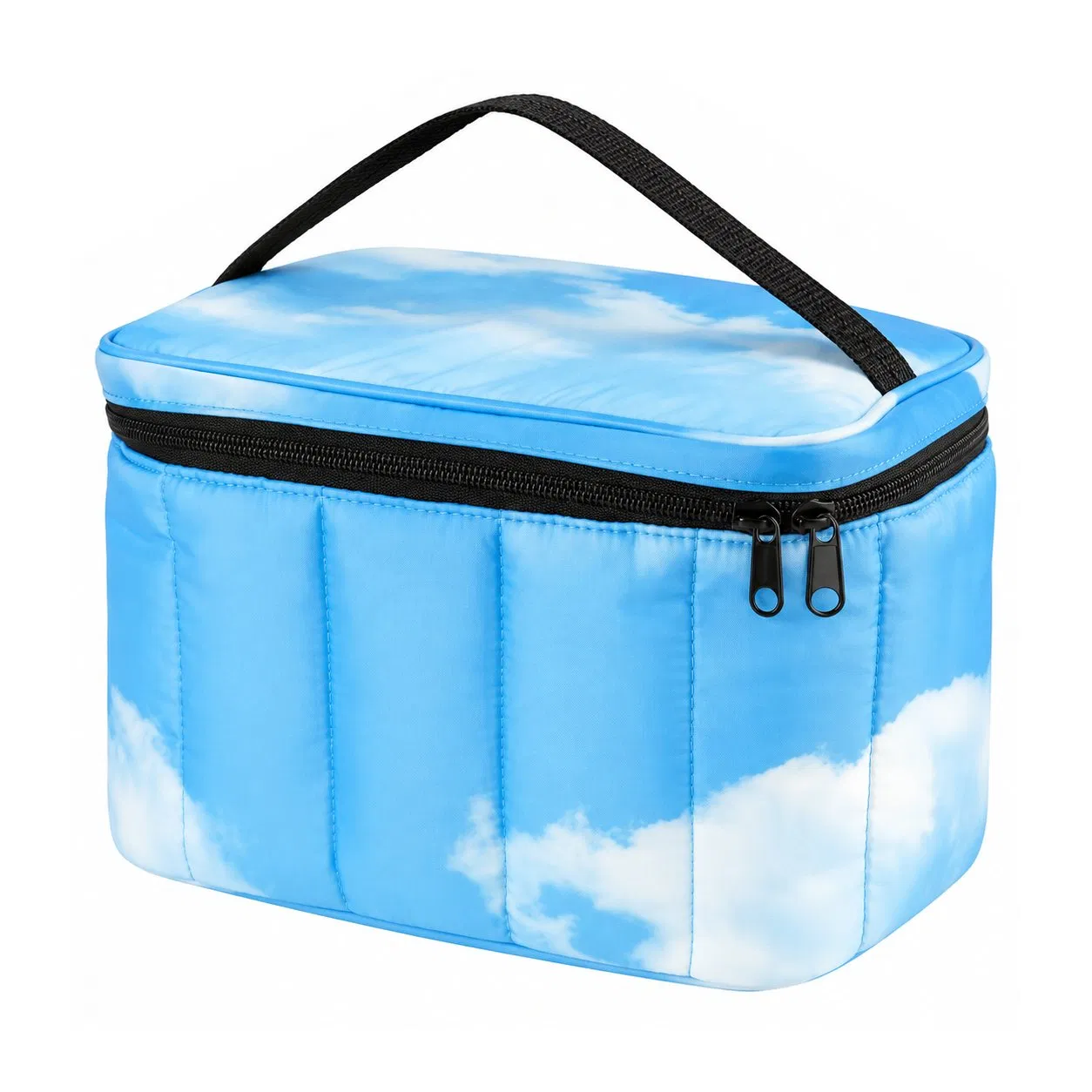 Custom Logo Polyester Puffy Insulated Lunch Cooler Bag with Zipper Closure and Carry Handle