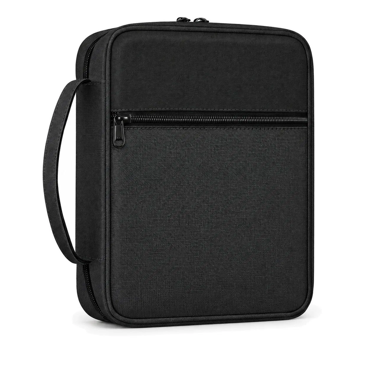 Custom Logo Polyester Bible Cover Storage Case with Carry Handle Zipper Closure and Organizer Pockets