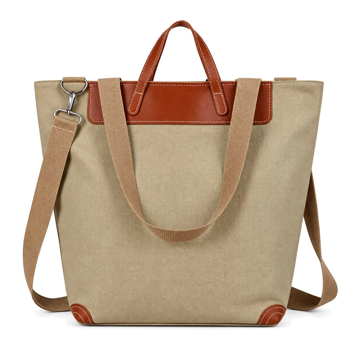 Custom Logo Large Canvas Shoulder Tote Handbag with Zipper Closure for Daily Shopping and Travel