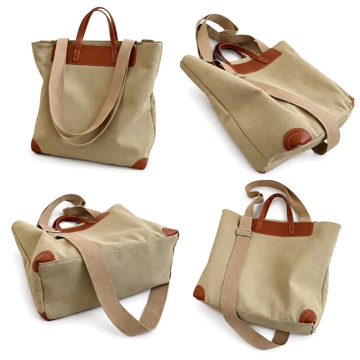 Custom Logo Large Canvas Shoulder Tote Handbag with Zipper Closure for Daily Shopping and Travel