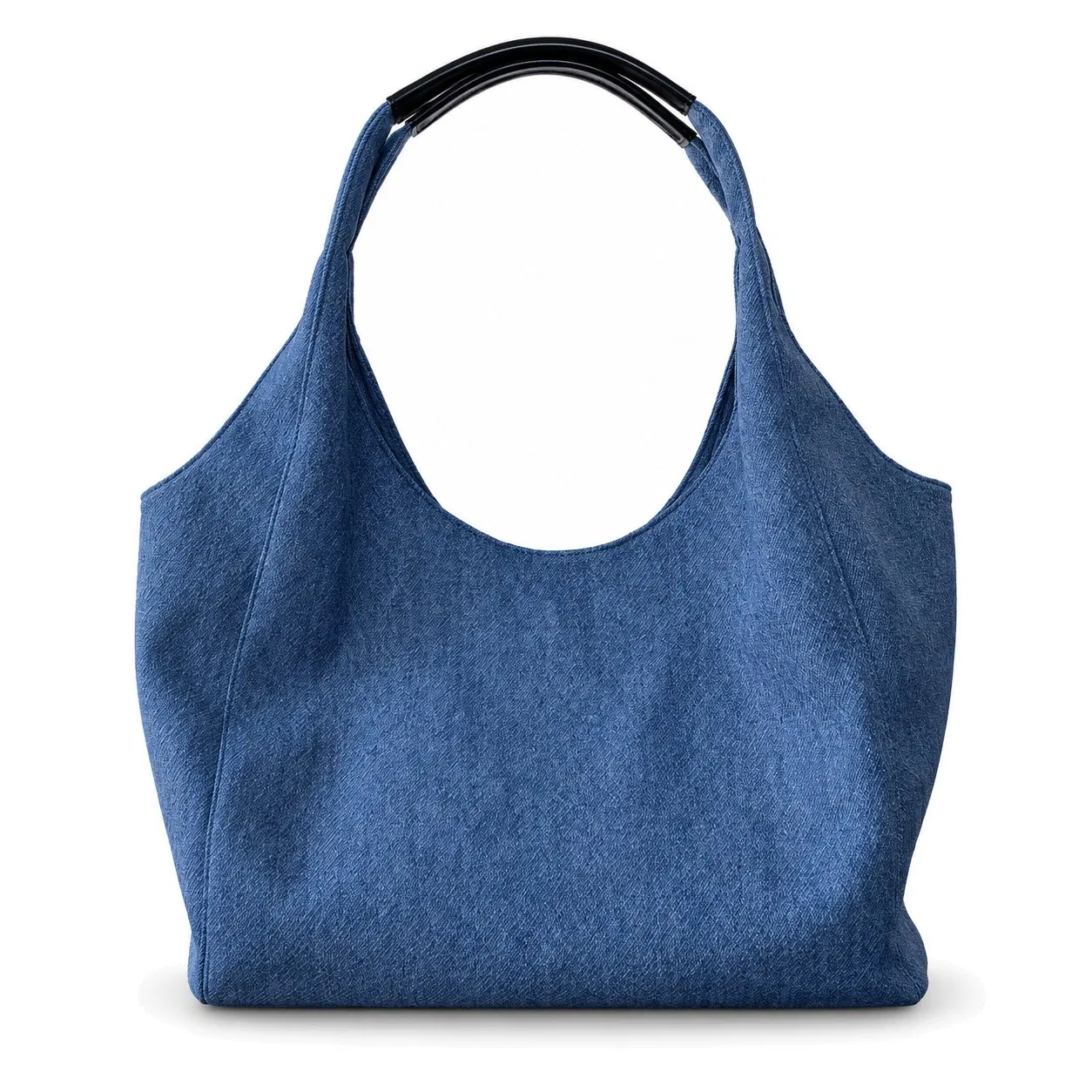 Custom Logo Women Denim Shoulder Tote Handbag with Polyester Lining for Daily Shopping and Travel