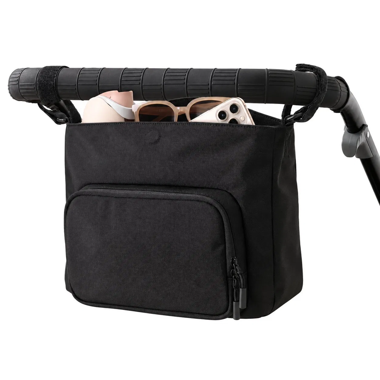 Custom Nylon Convertible Stroller Organizer Diaper Bag with Bottle Holders and Detachable Wristlet