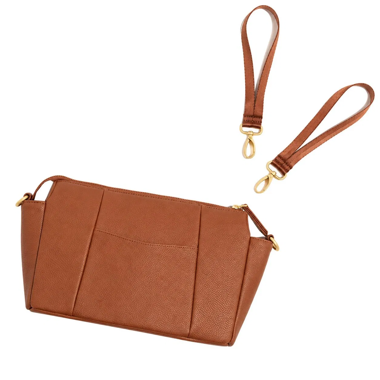 Custom PU Leather Stroller Organizer Diaper Bag with Insulated Cup Holders and Shoulder Straps