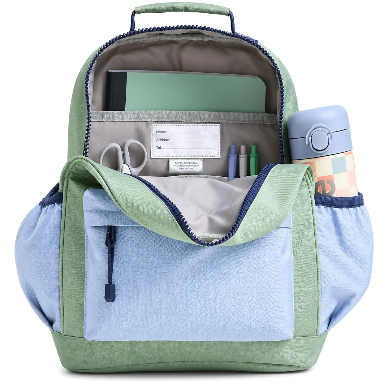 Custom Polyester Student School Backpack with Padded Straps and Side Pockets for Daily Travel