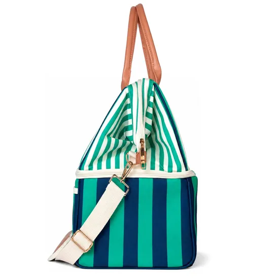 Custom Two Compartment Insulated Cooler Tote Bag with Removable Shoulder Strap for Travel Picnics