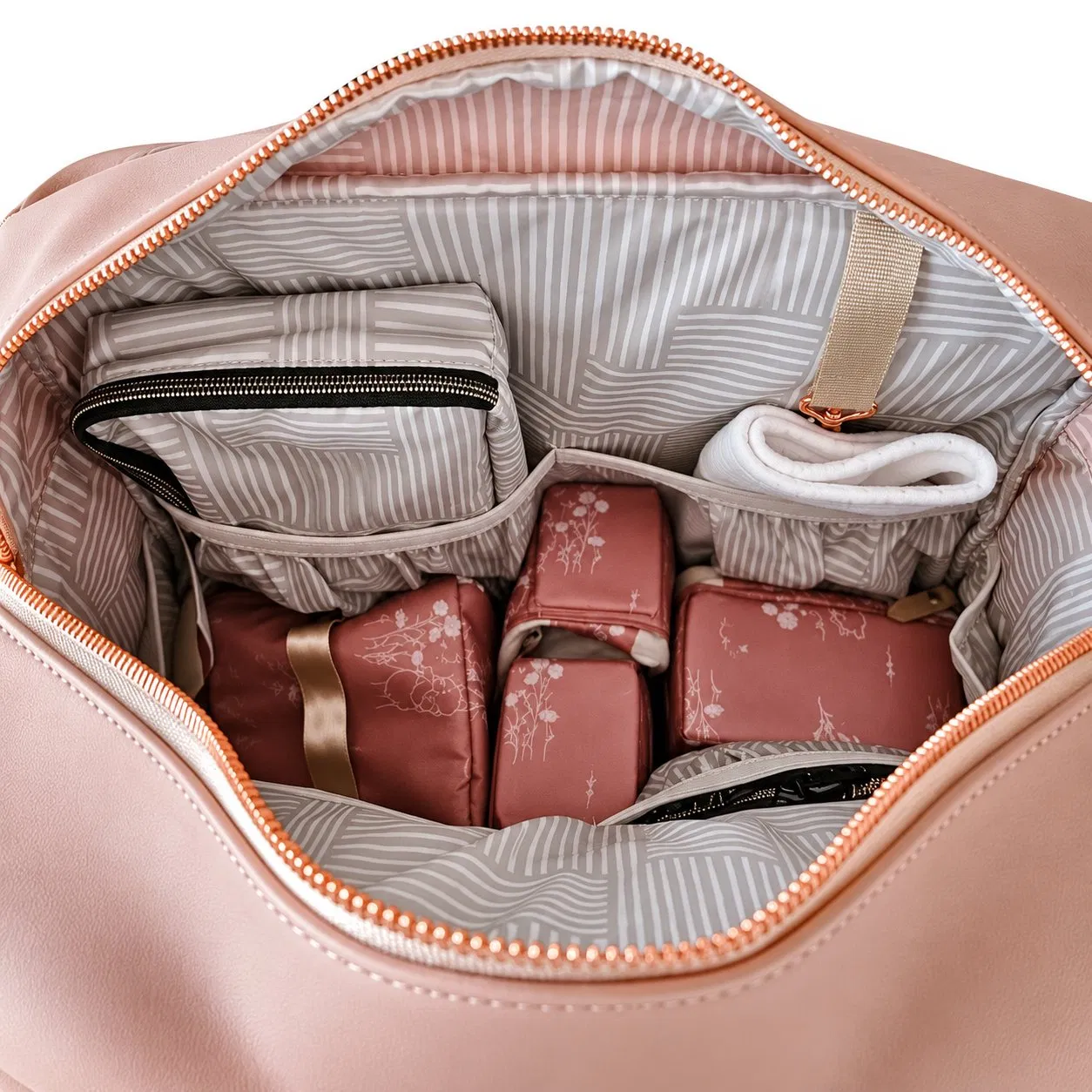 Custom PU Leather Diaper Backpack with Fold out Changing Station and Fifteen Pockets