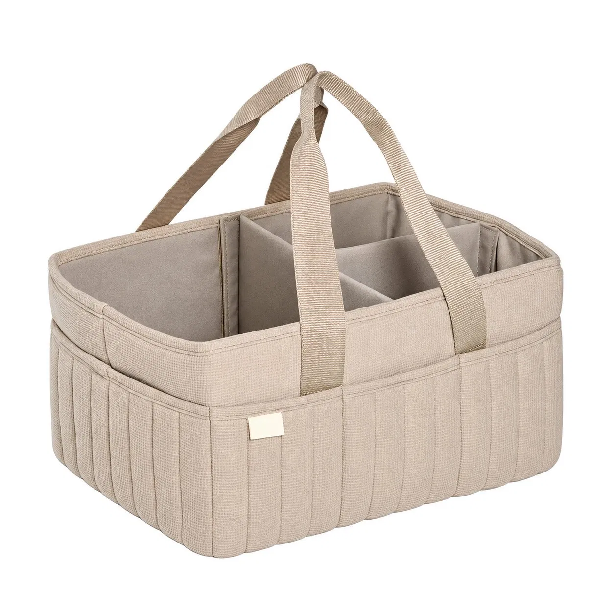 Custom Quilted Diaper Caddy Organizer with Carry Handles and Removable Dividers for Nursery Storage