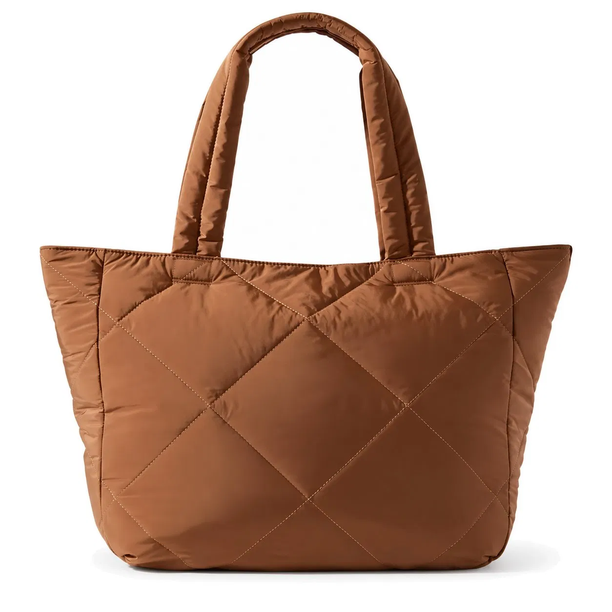 Custom Quilted Puffer Tote Handbag with Two Handles for Daily Shopping and Outdoor Use