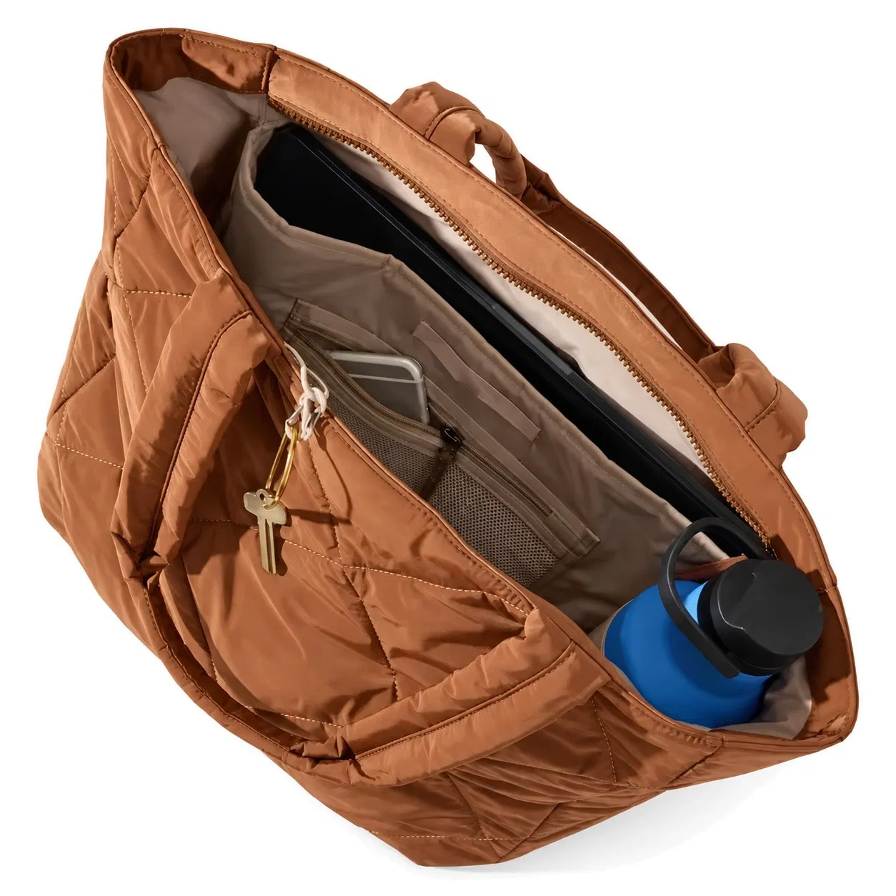 Custom Quilted Puffer Tote Handbag with Two Handles for Daily Shopping and Outdoor Use