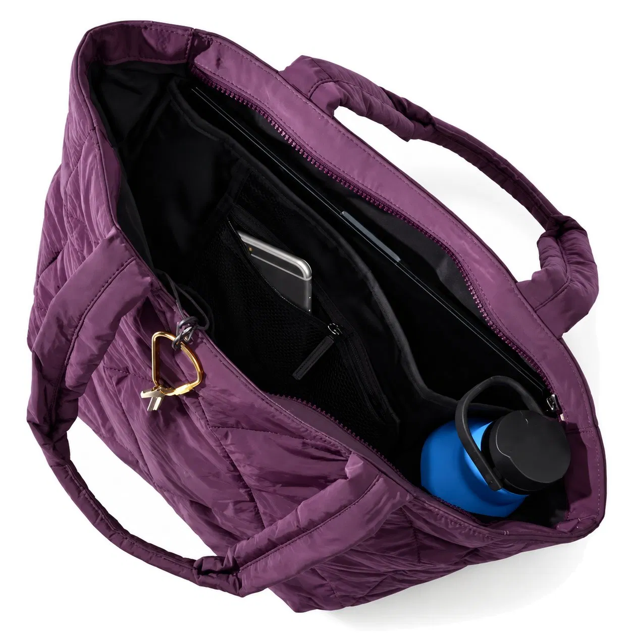 Custom Quilted Puffer Tote Handbag with Two Handles for Daily Shopping and Outdoor Use