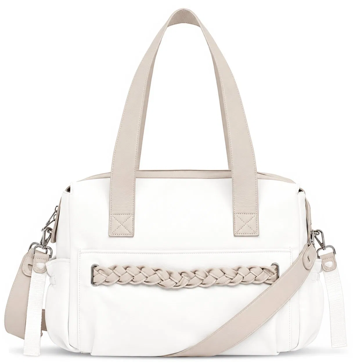 Custom PU Leather Women Tote Handbag with Zipper for Daily Shopping and Travel