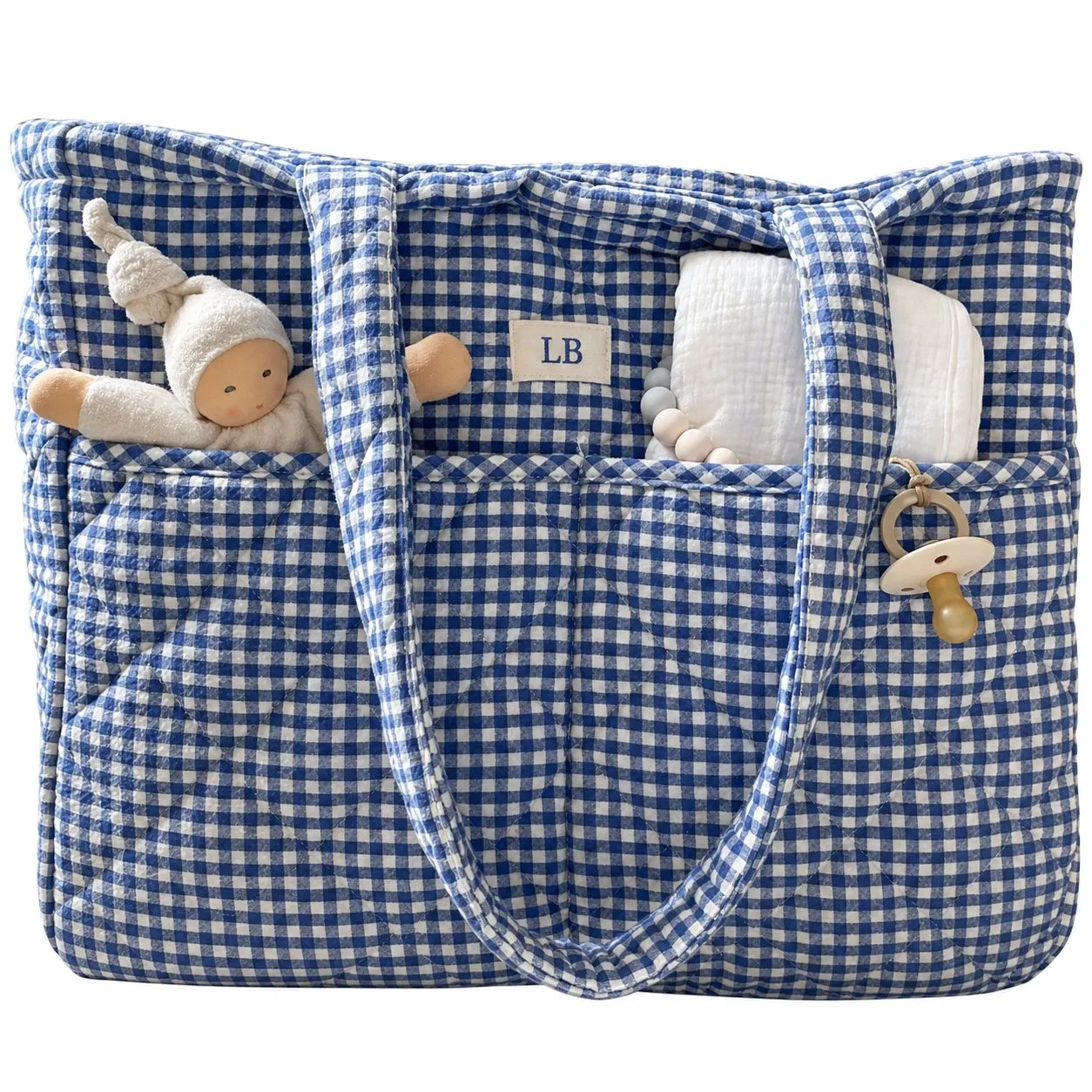 Custom Cotton Quilted Diaper Tote Bag for Maternity and Baby Essentials During Travel