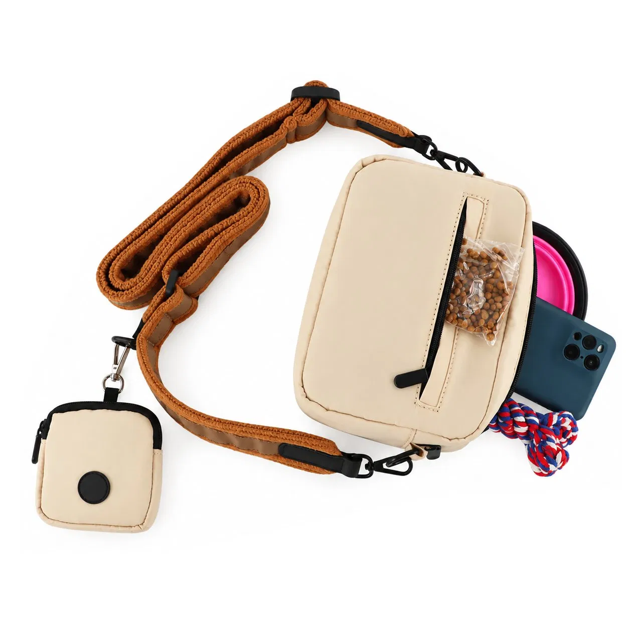 Custom Nylon Dog Training Treat Waist Bag with Dispenser for Walking and Outdoor Travel