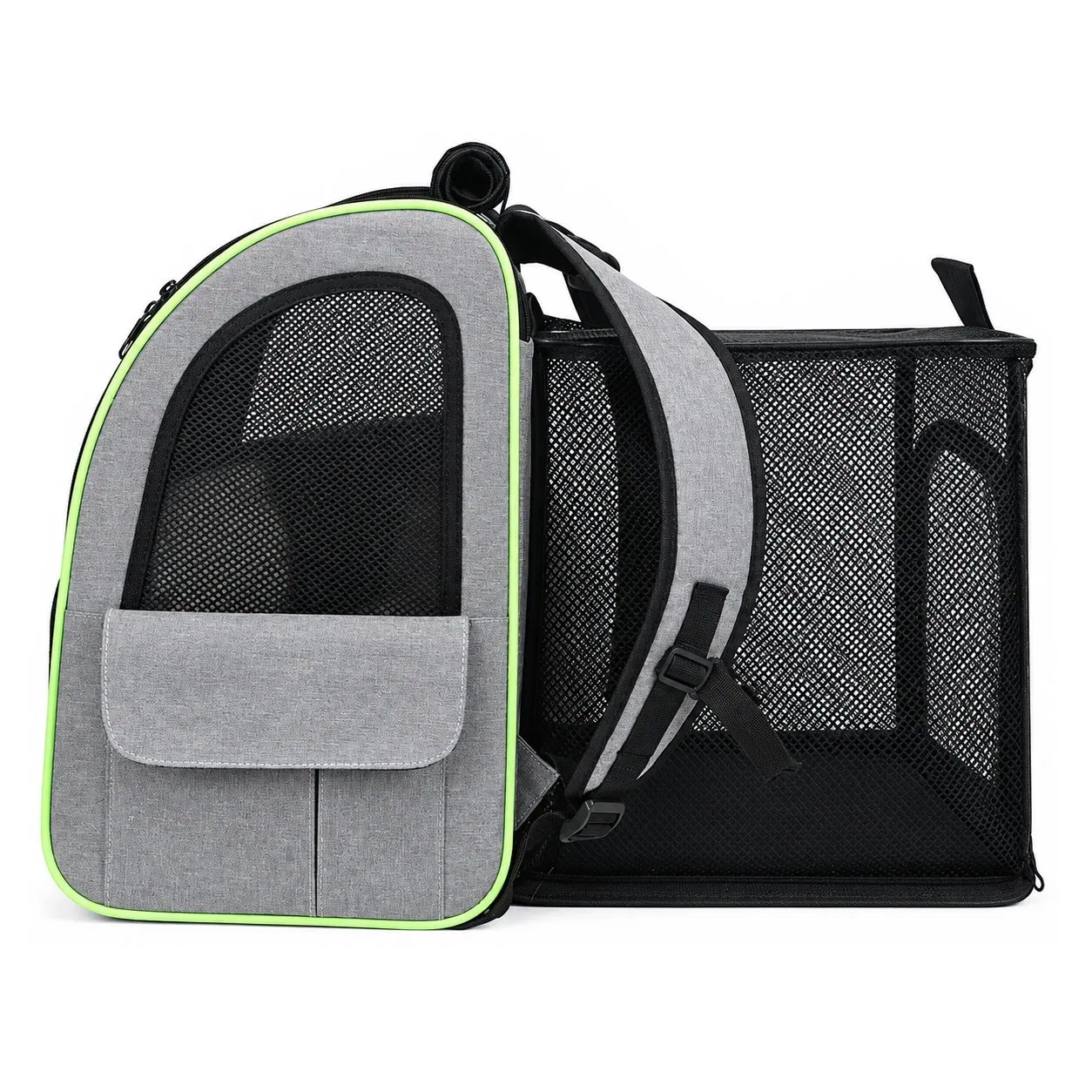 Portable Foldable Oxford Pet Carrier Backpack with Breathable Mesh and Storage Pockets