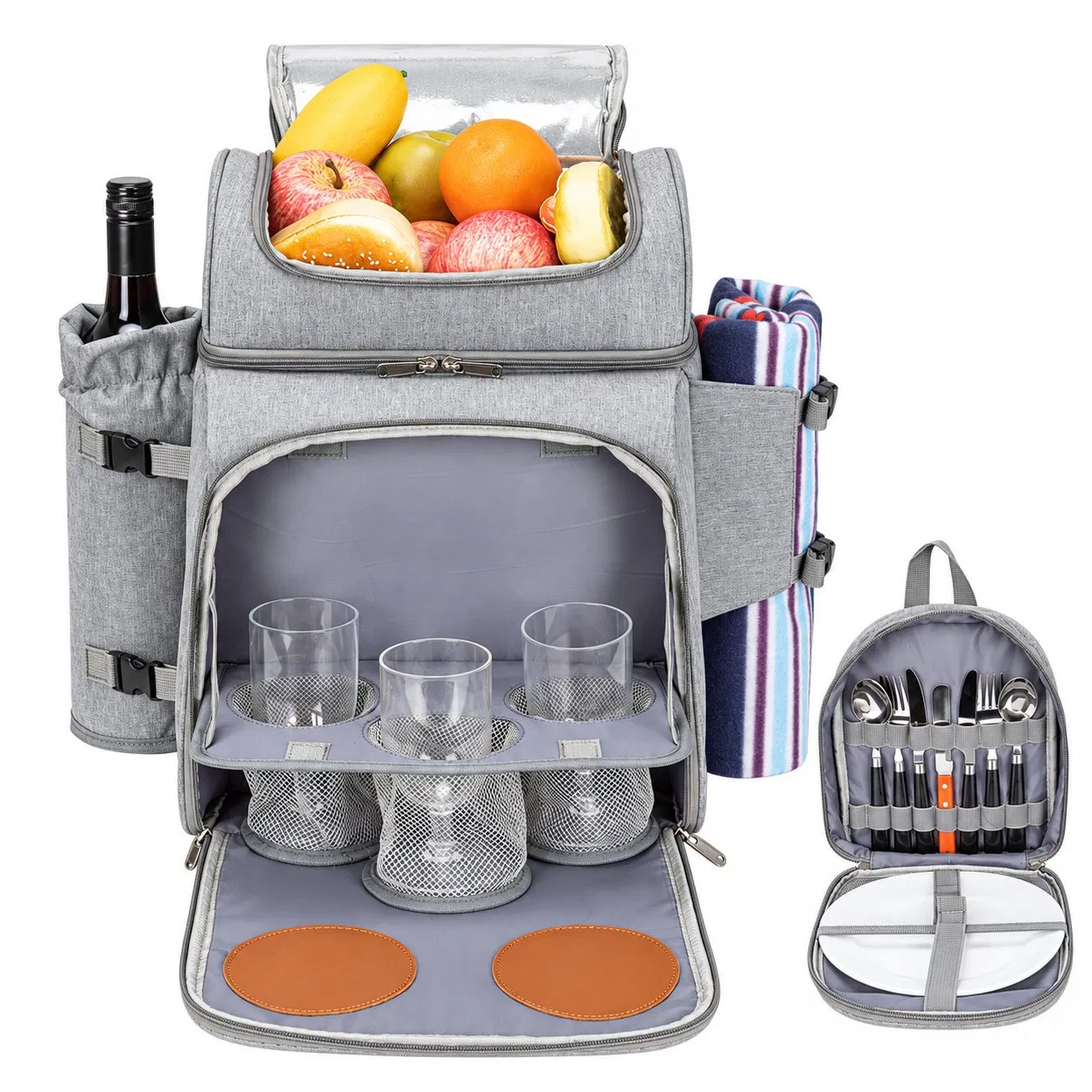 Portable Polyester Insulated Cooler Backpack with PEVA Lining for Picnic and Lunch Storage