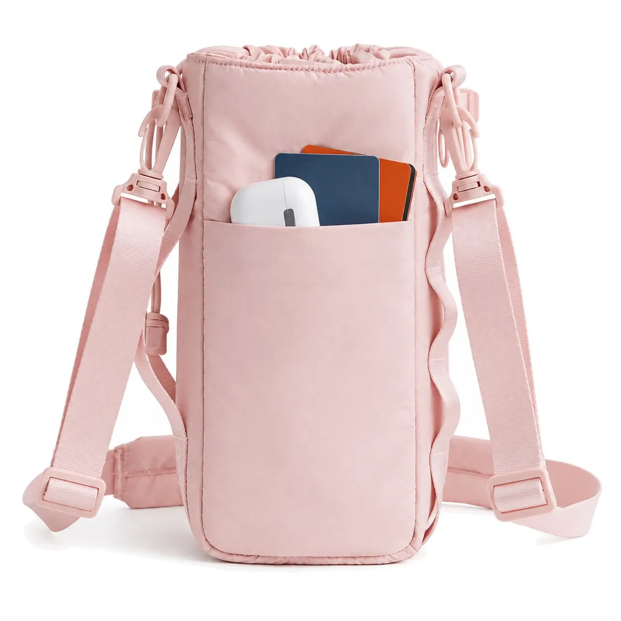 Custom Nylon Insulated Water Bottle Crossbody Bag with Adjustable Strap for Gym and Travel