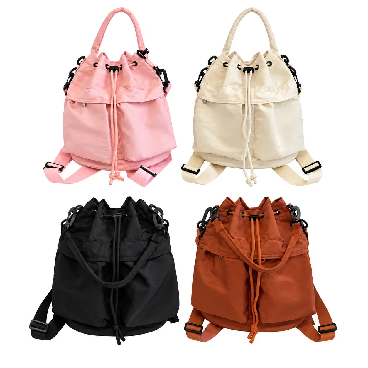 Custom Lightweight Nylon Multi Pocket Backpack for Women School and Travel Use