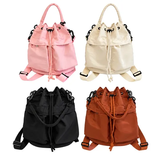 Custom Lightweight Nylon Multi Pocket Backpack for Women School and Travel Use