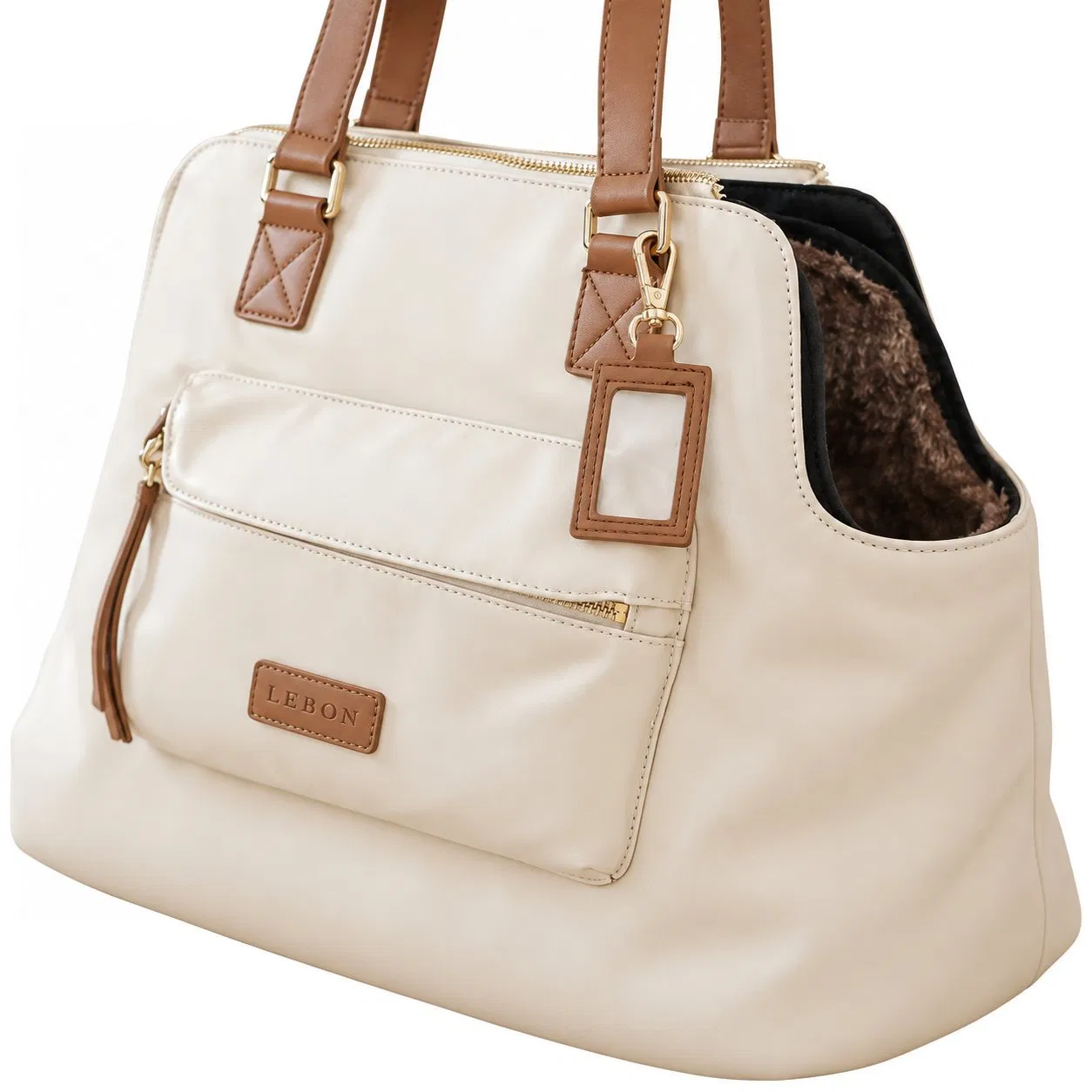 Custom Two in One Pet Carrier Tote with Adjustable Crossbody Strap and Removable Fleece Liner