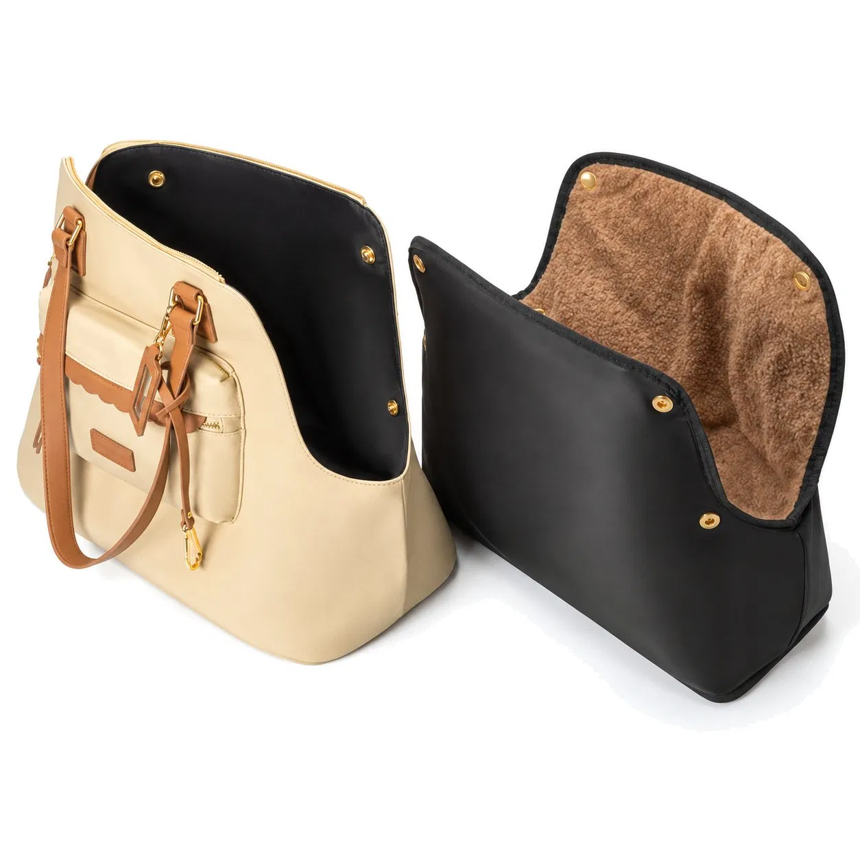 Custom Two in One Pet Carrier Tote with Adjustable Crossbody Strap and Removable Fleece Liner