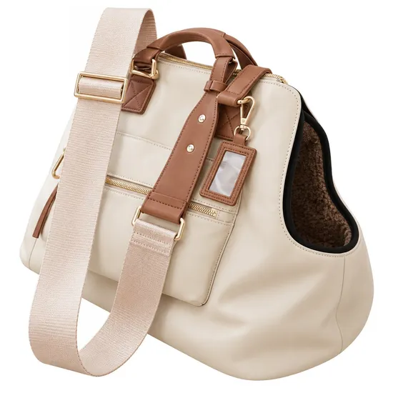 Custom Two in One Pet Carrier Tote with Adjustable Crossbody Strap and Removable Fleece Liner