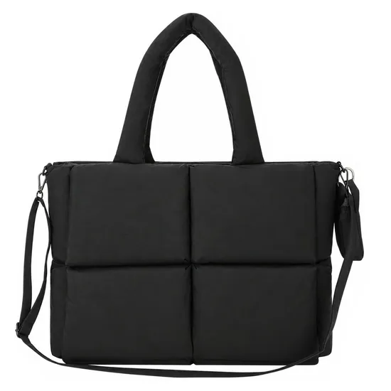 Custom Quilted Nylon Tote Bag with Polyester Lining for Women Daily Shopping