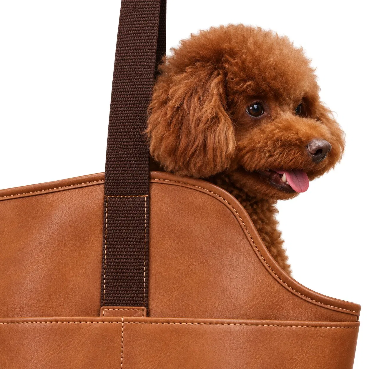 Custom PU Pet Carrier Tote Bag with Pockets and Adjustable Safety Leash for Small Dogs and Cats