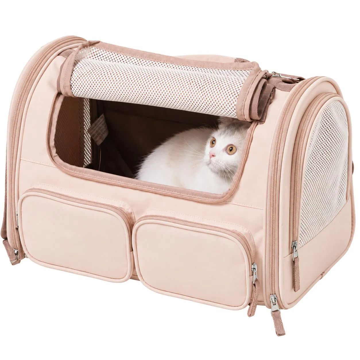 Custom Oxford Pet Carrier Tote and Bicycle Basket Bag with Zipper for Dog and Cat Travel