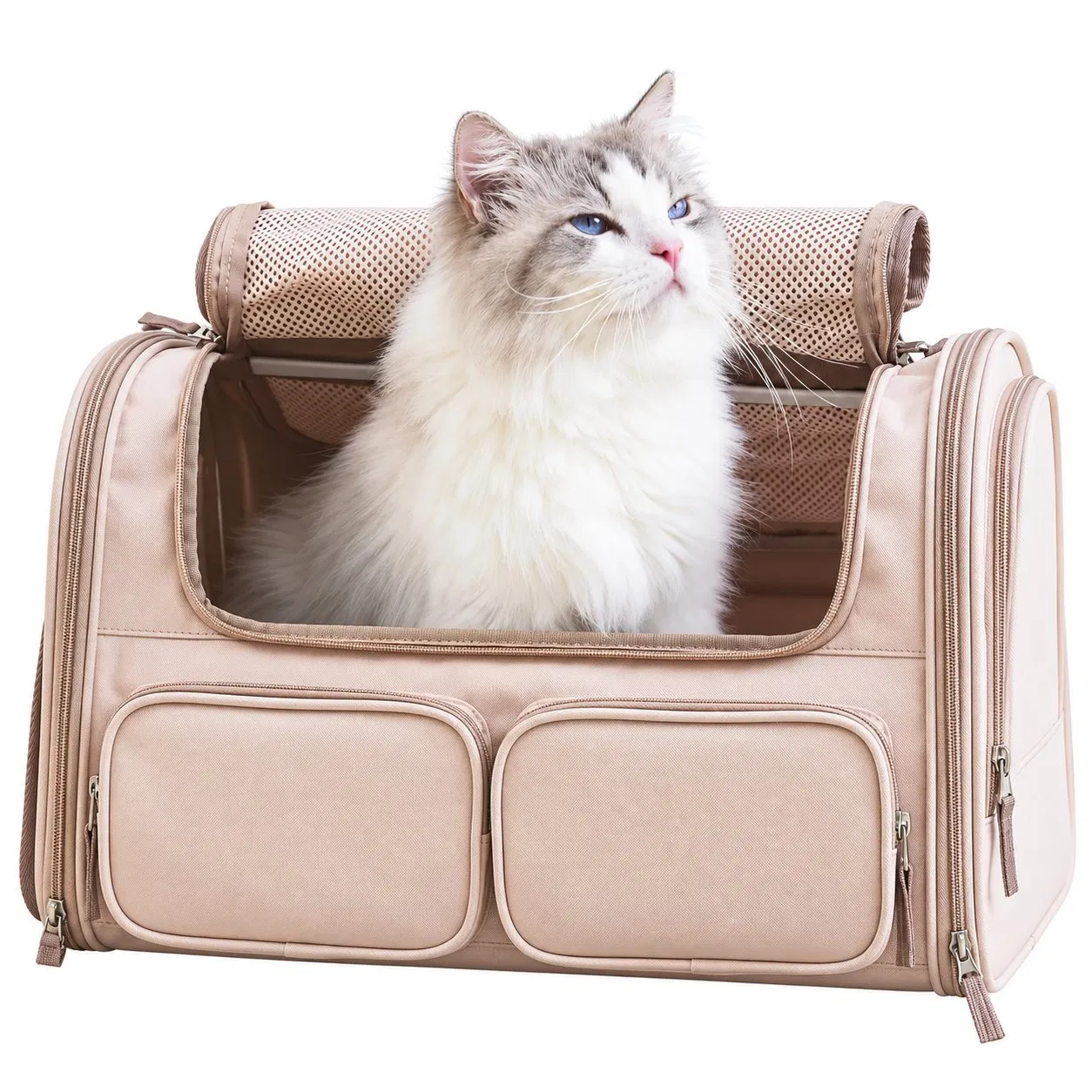 Custom Oxford Pet Carrier Tote and Bicycle Basket Bag with Zipper for Dog and Cat Travel