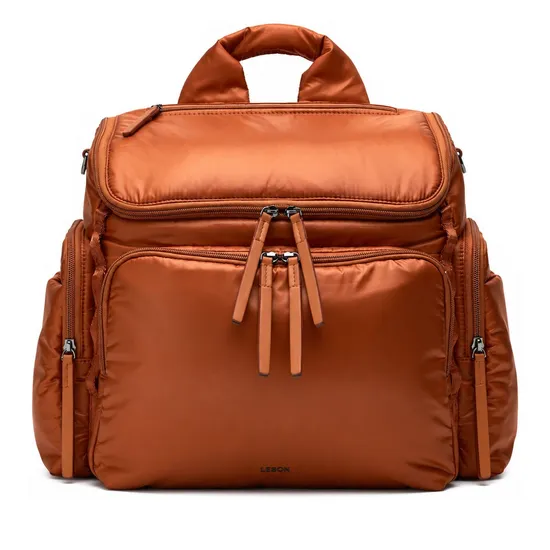 Custom Nylon Convertible Diaper Backpack with Wide Open Metal Zipper and Insulated Bottle Pockets