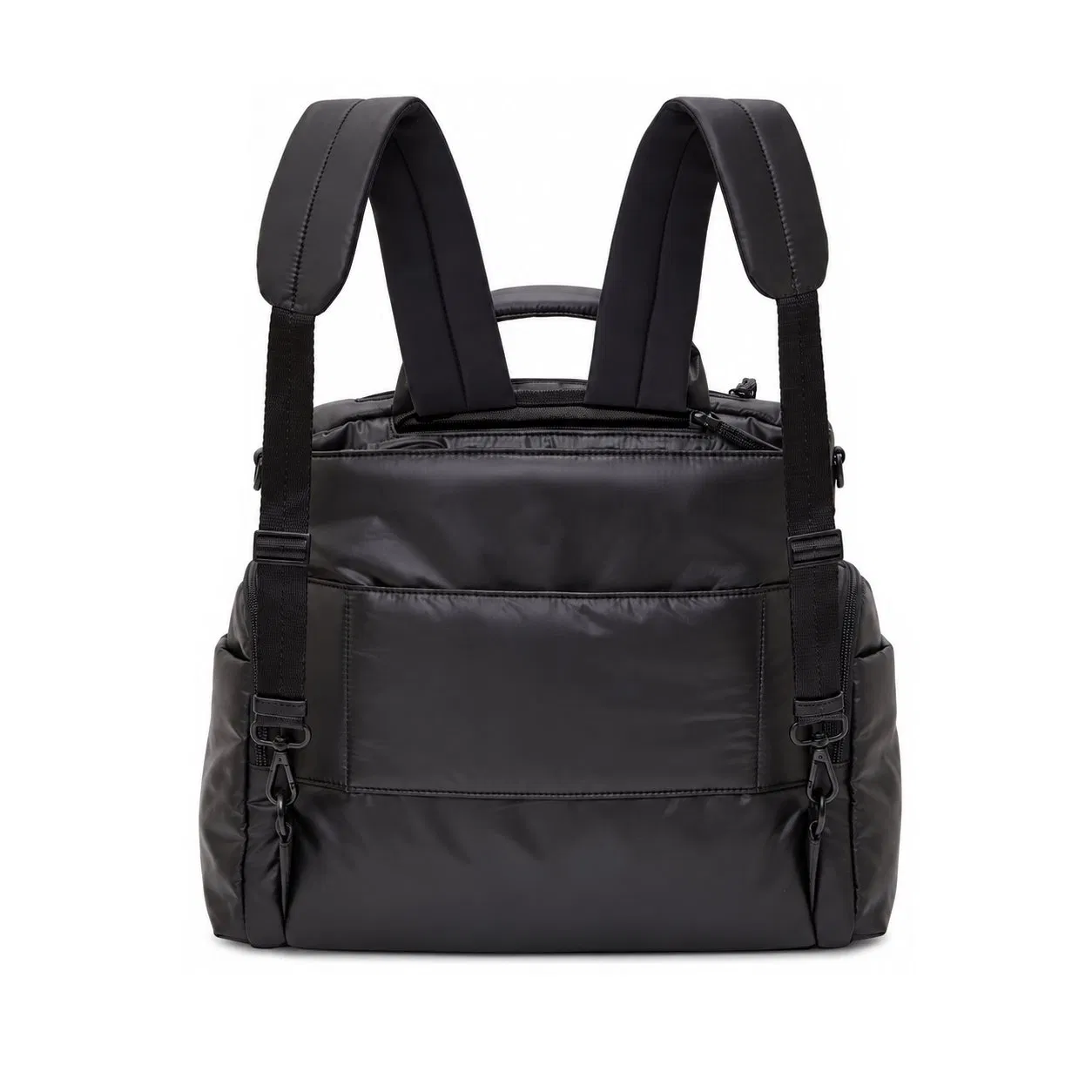 Custom Nylon Convertible Diaper Backpack with Wide Open Metal Zipper and Insulated Bottle Pockets