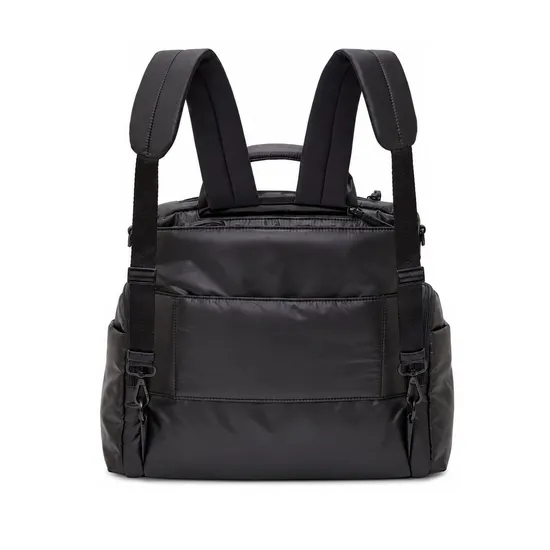 Custom Nylon Convertible Diaper Backpack with Wide Open Metal Zipper and Insulated Bottle Pockets