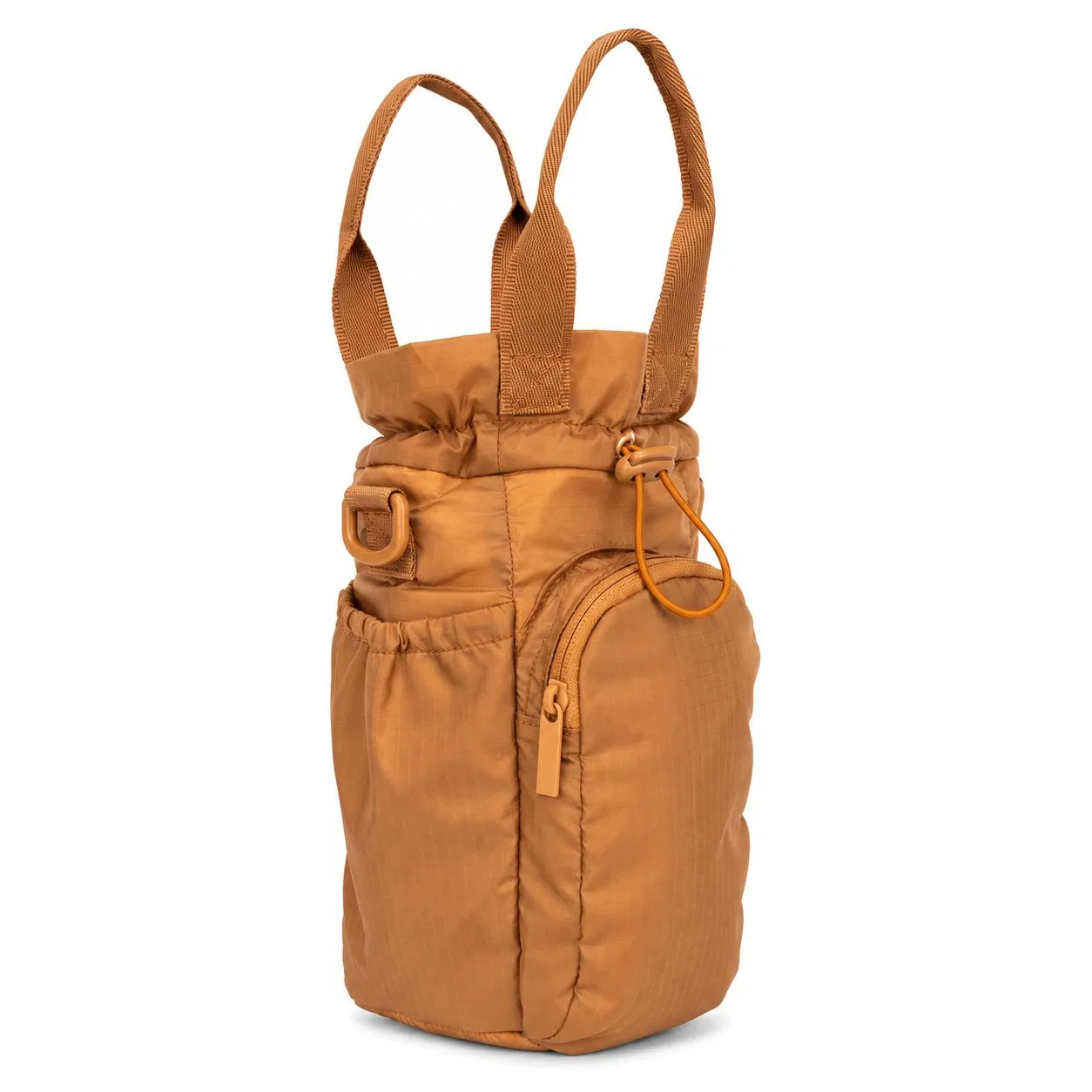 Custom Nylon Insulated Water Bottle Holder Bag with Detachable Shoulder Strap and Multiple Pockets