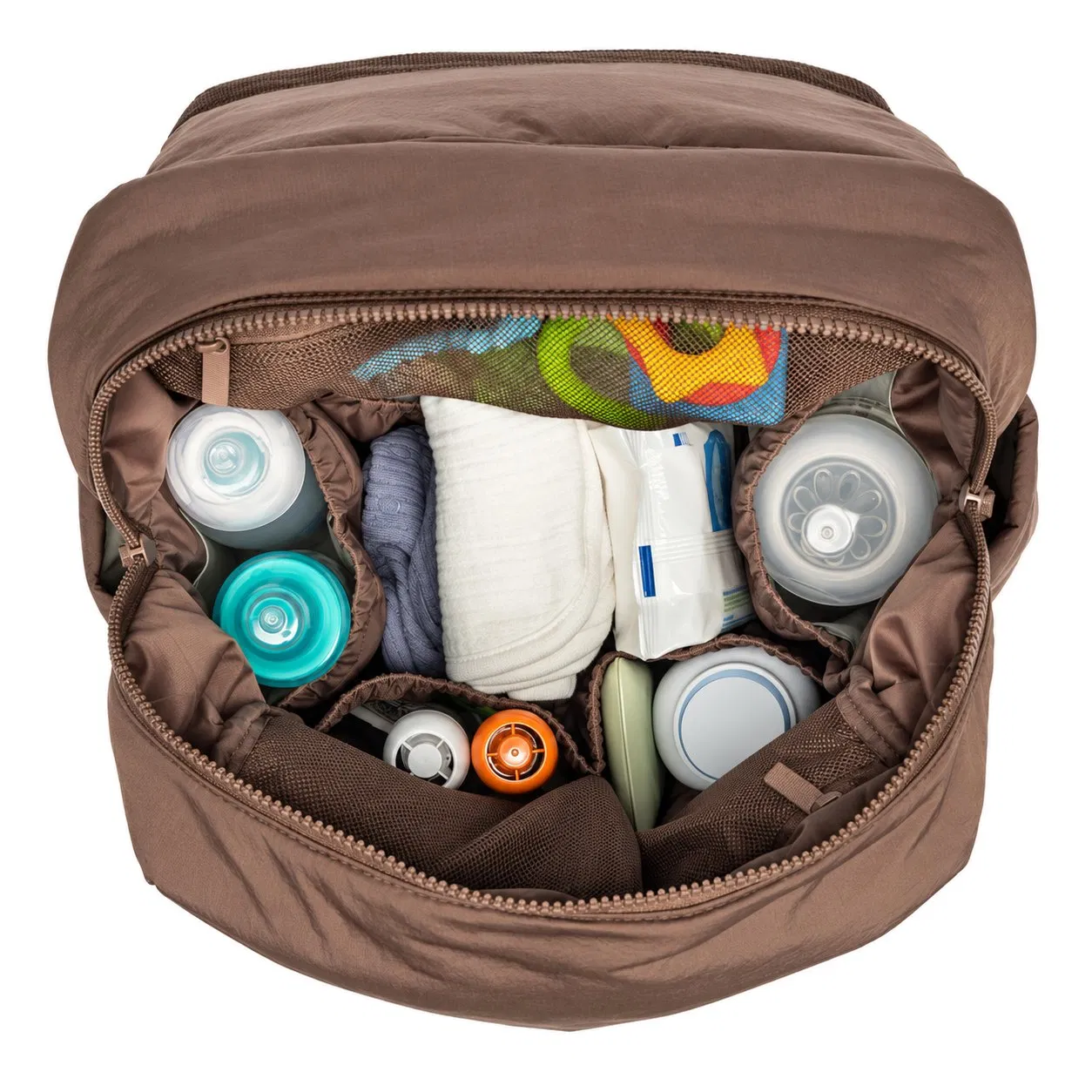 Custom Nylon Diaper Backpack with Insulated Bottle Pockets Laptop Sleeve and Magnetic Closure