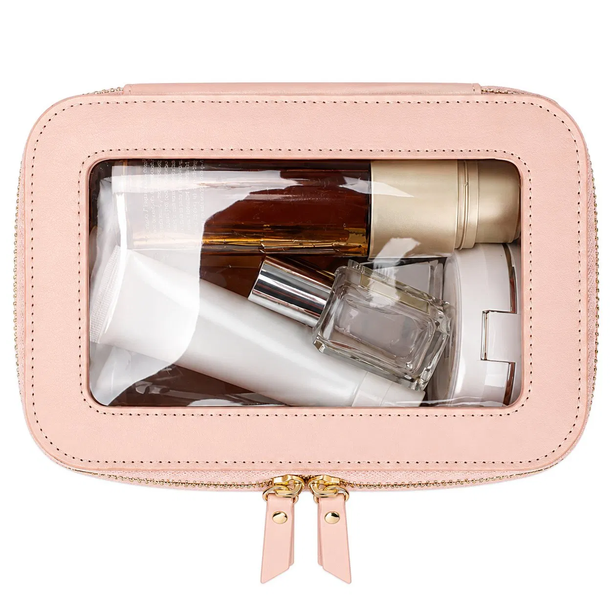 Clear Travel Cosmetic and Toiletry Organizer Bag with Zipper and Soft Handle for Makeup Essentials