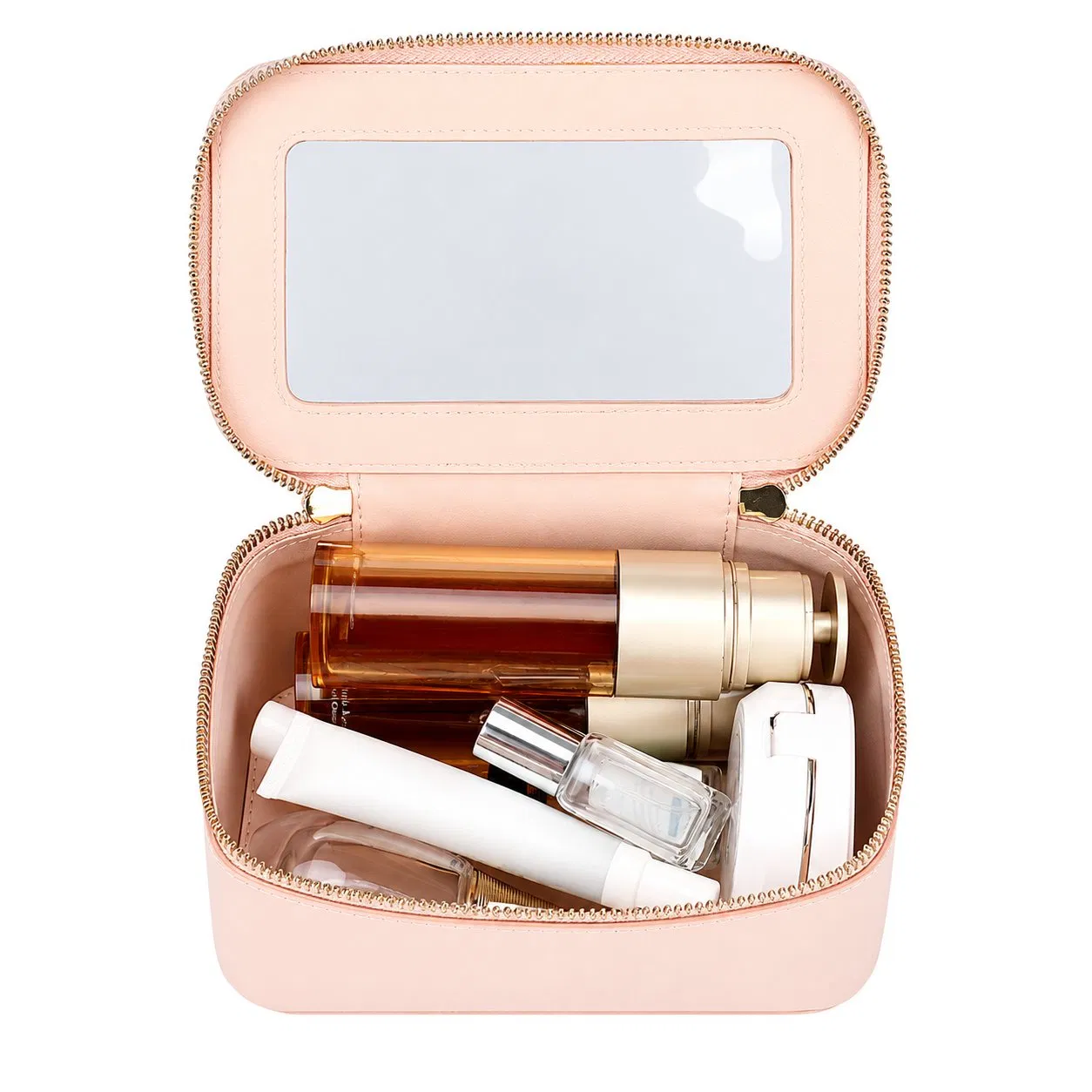 Clear Travel Cosmetic and Toiletry Organizer Bag with Zipper and Soft Handle for Makeup Essentials