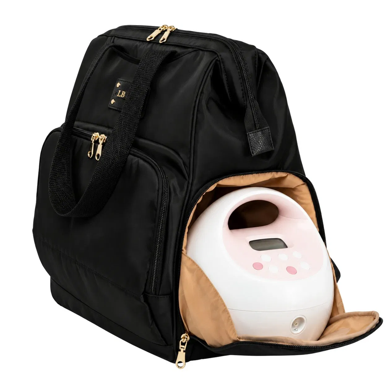 Custom Polyester Breast Pump Backpack with Thermal Pockets Wide Opening and Laptop Storage for Working Moms