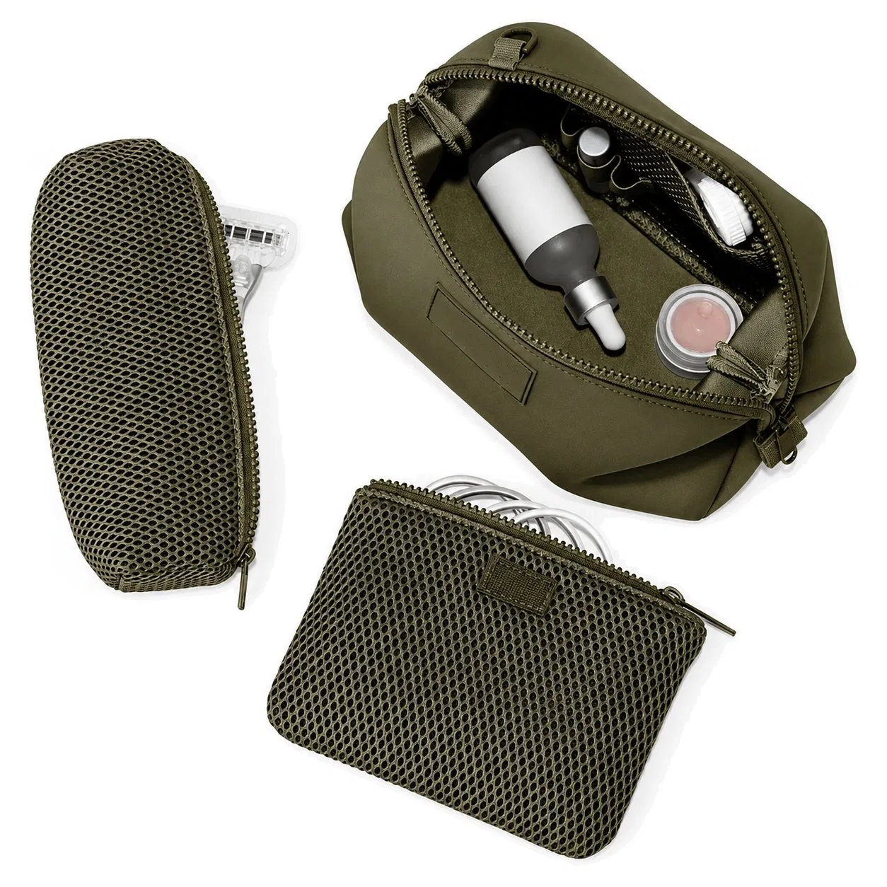 Custom Neoprene Travel Toiletry Bag with Removable Mesh Pouches for Makeup and Accessories
