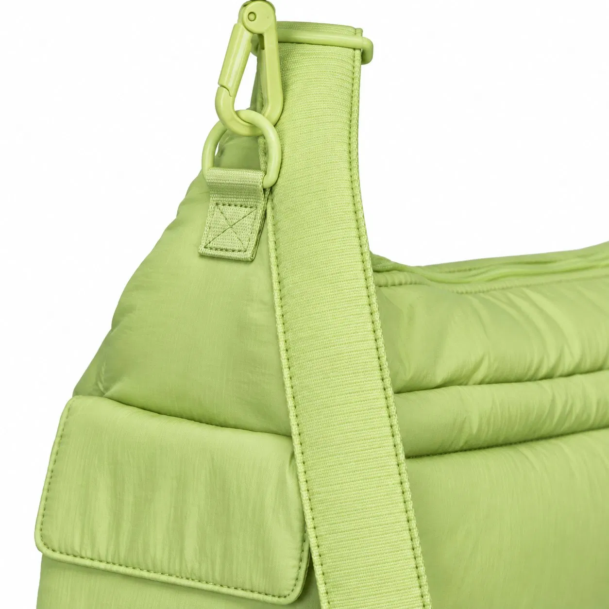 Custom Nylon Puffer Diaper Tote and Crossbody Mommy Bag with Wipe Pocket and Stroller Straps