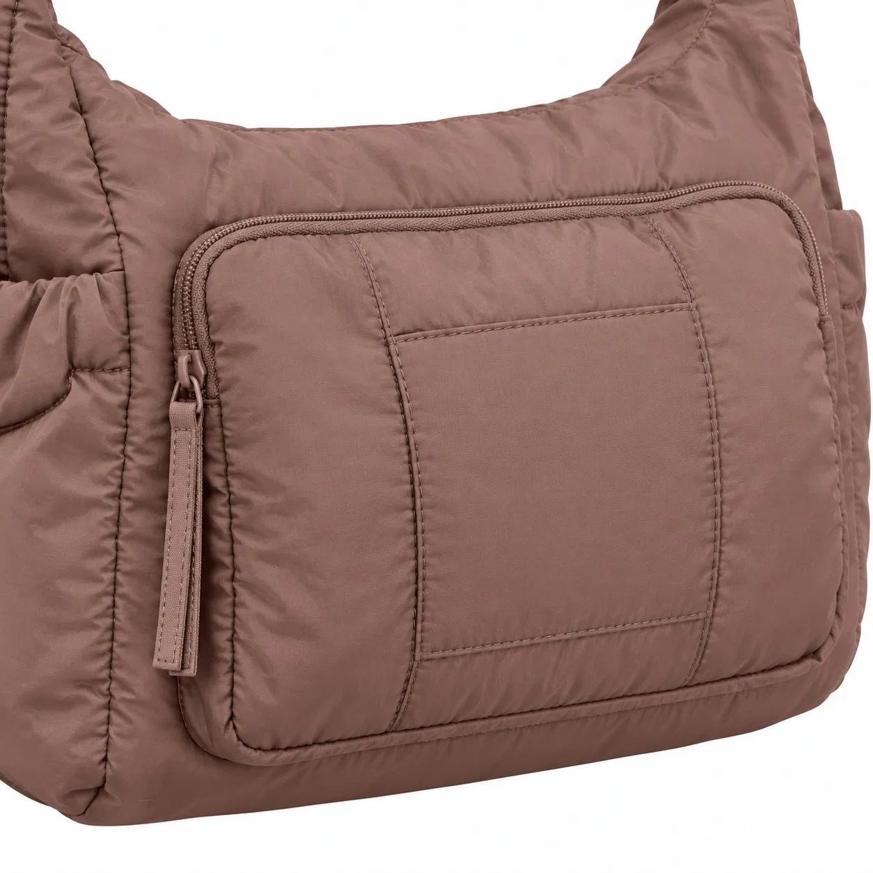 Custom Nylon Puffer Diaper Tote and Crossbody Mommy Bag with Wipe Pocket and Stroller Straps