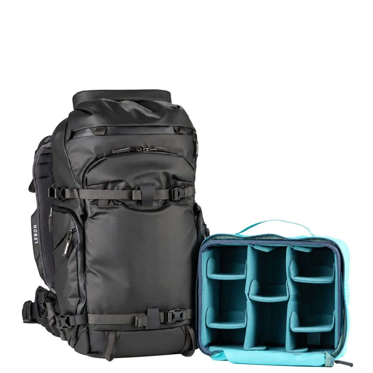 Custom Nylon Roll Top Photography Backpack with Camera Insert and Adjustable Torso Fit for Outdoor Gear