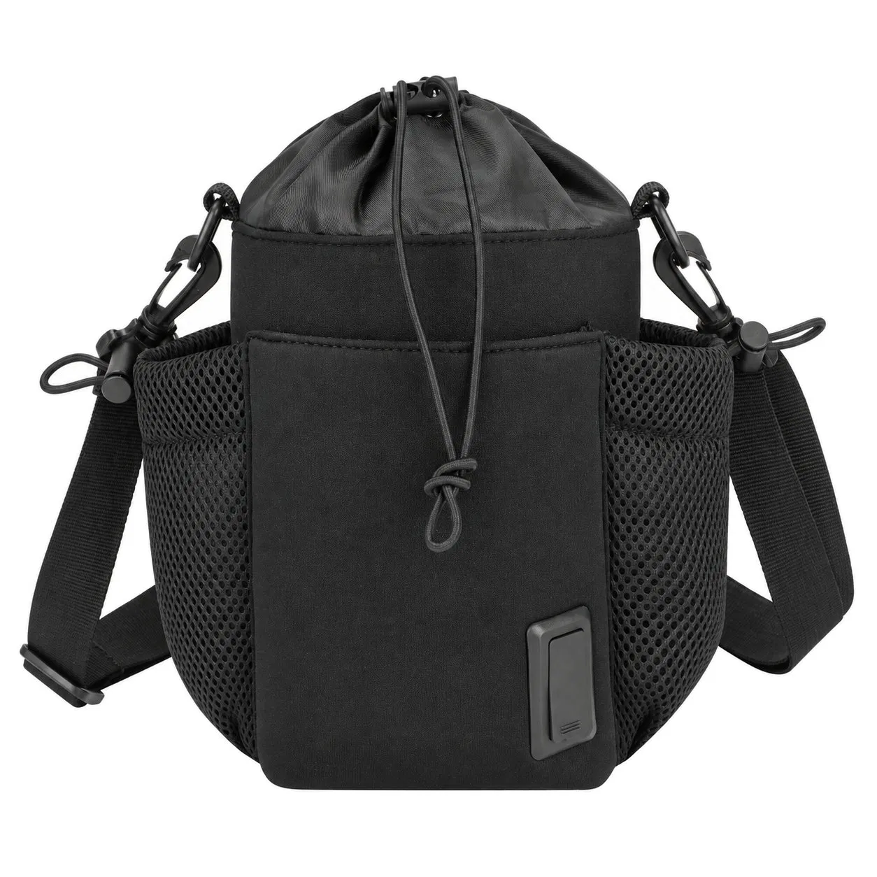 Custom Polyester Magnetic Gym Sling Bag with Water Bottle Holder and Drawstring Closure for Travel